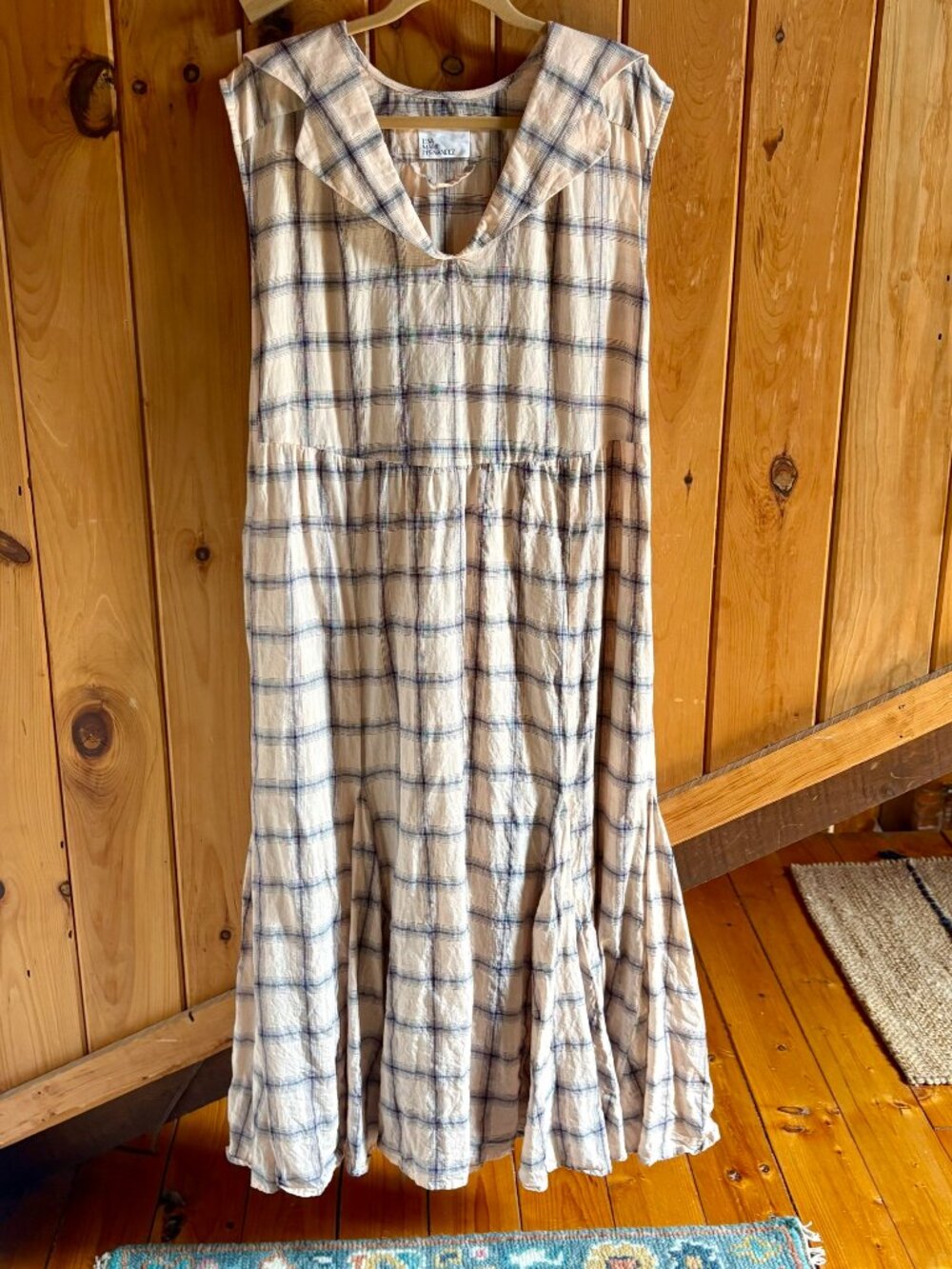 LISA MARIE FERNANDEZ Plaid Linen Maxi Dress